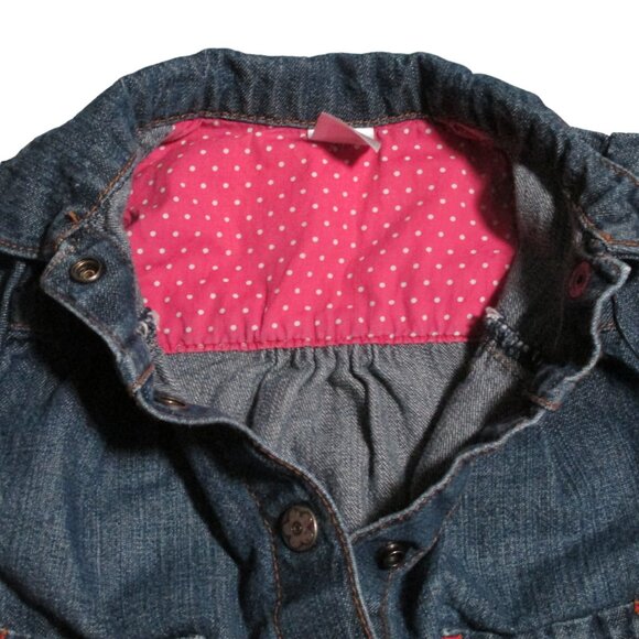 Carters Snap Up Jean Jacket Girls Size 6M Blue Denim Collared Coat Front Pockets - Picture 3 of 6